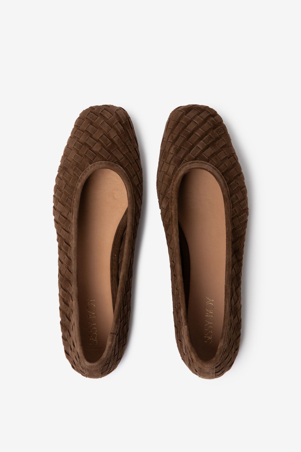 Ballerinas in Flecht-Optik - braun