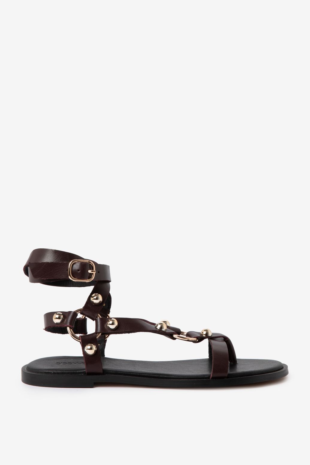 Sandalen mit Nieten - dunkelrot