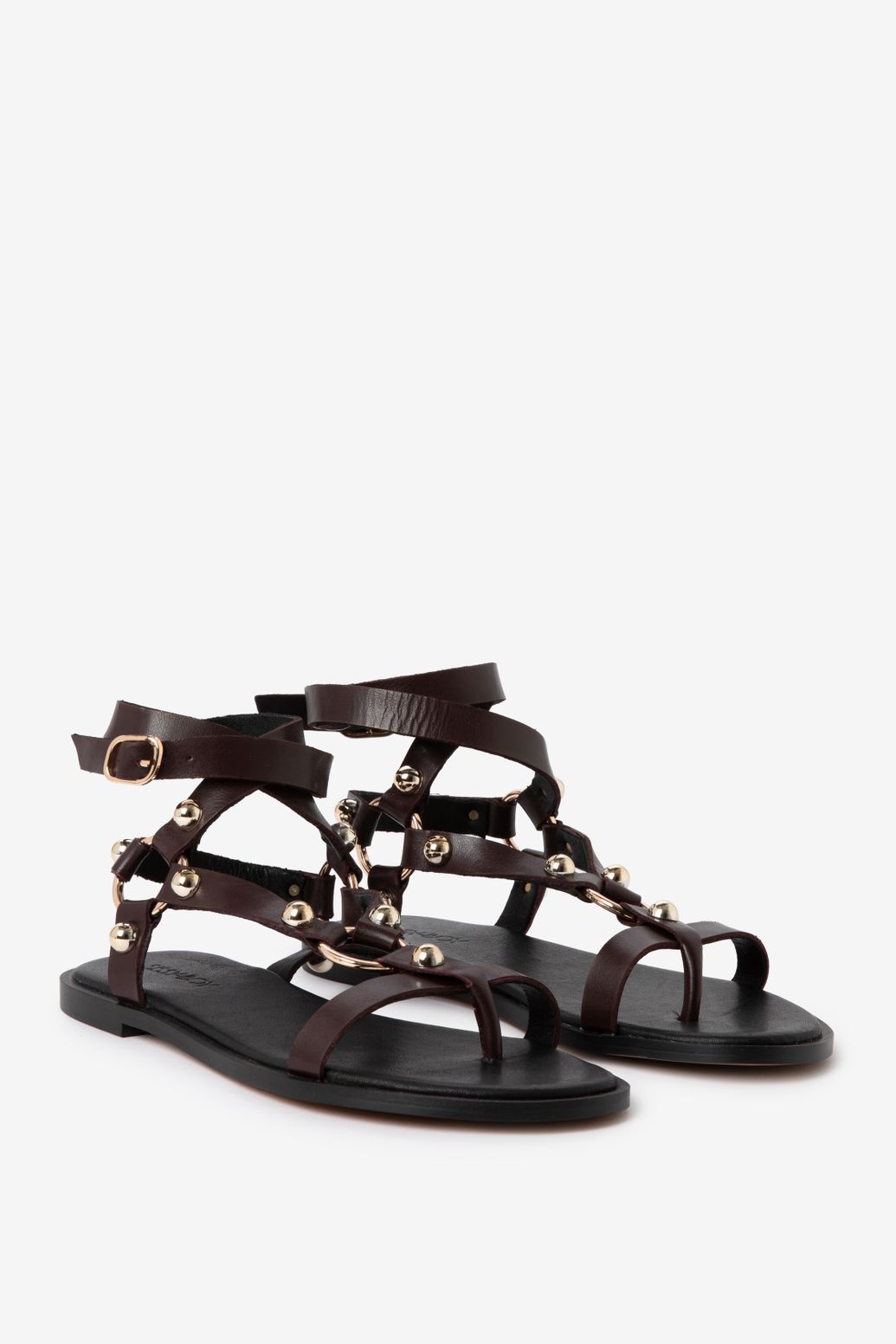 Sandalen mit Nieten - dunkelrot