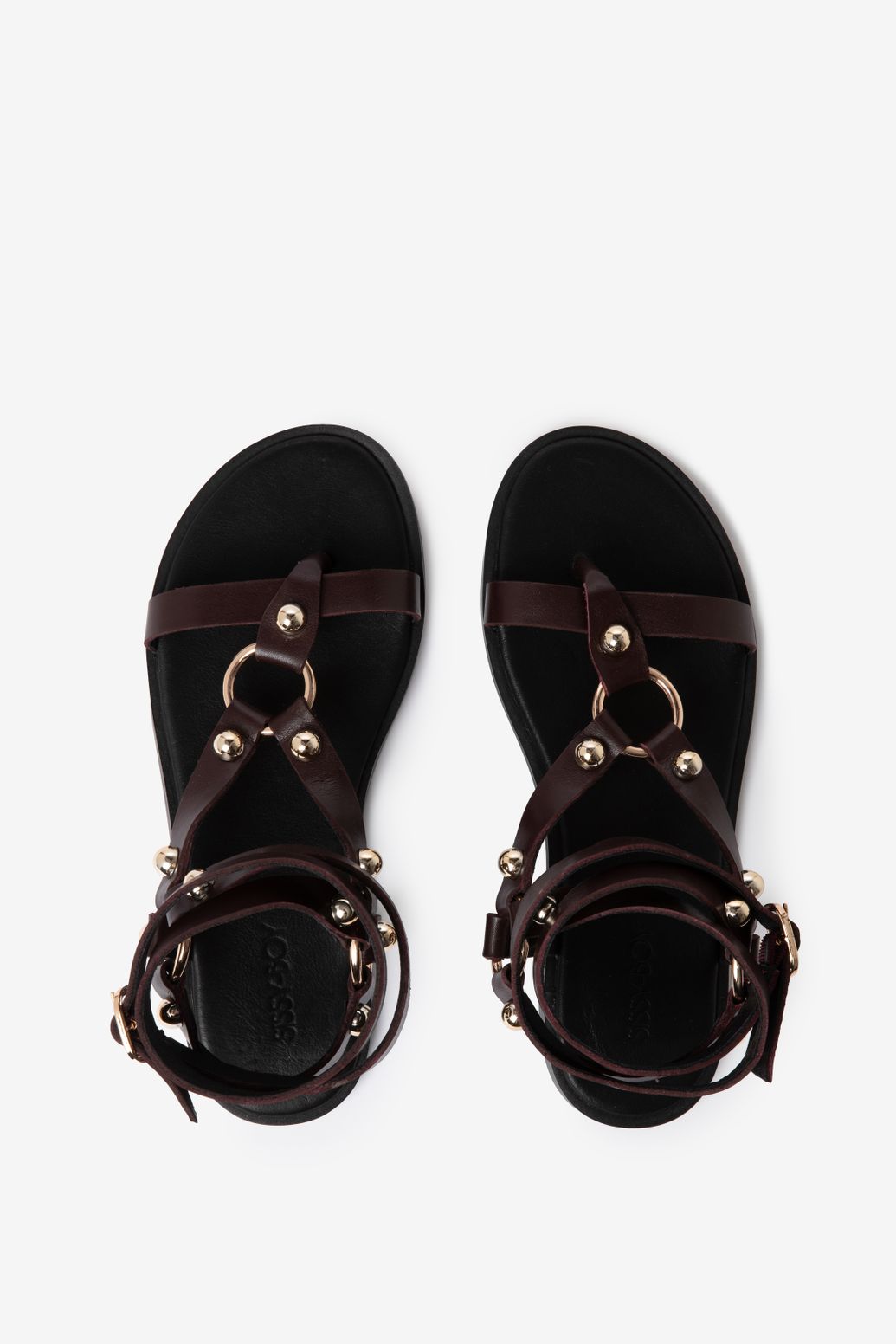 Sandalen mit Nieten - dunkelrot