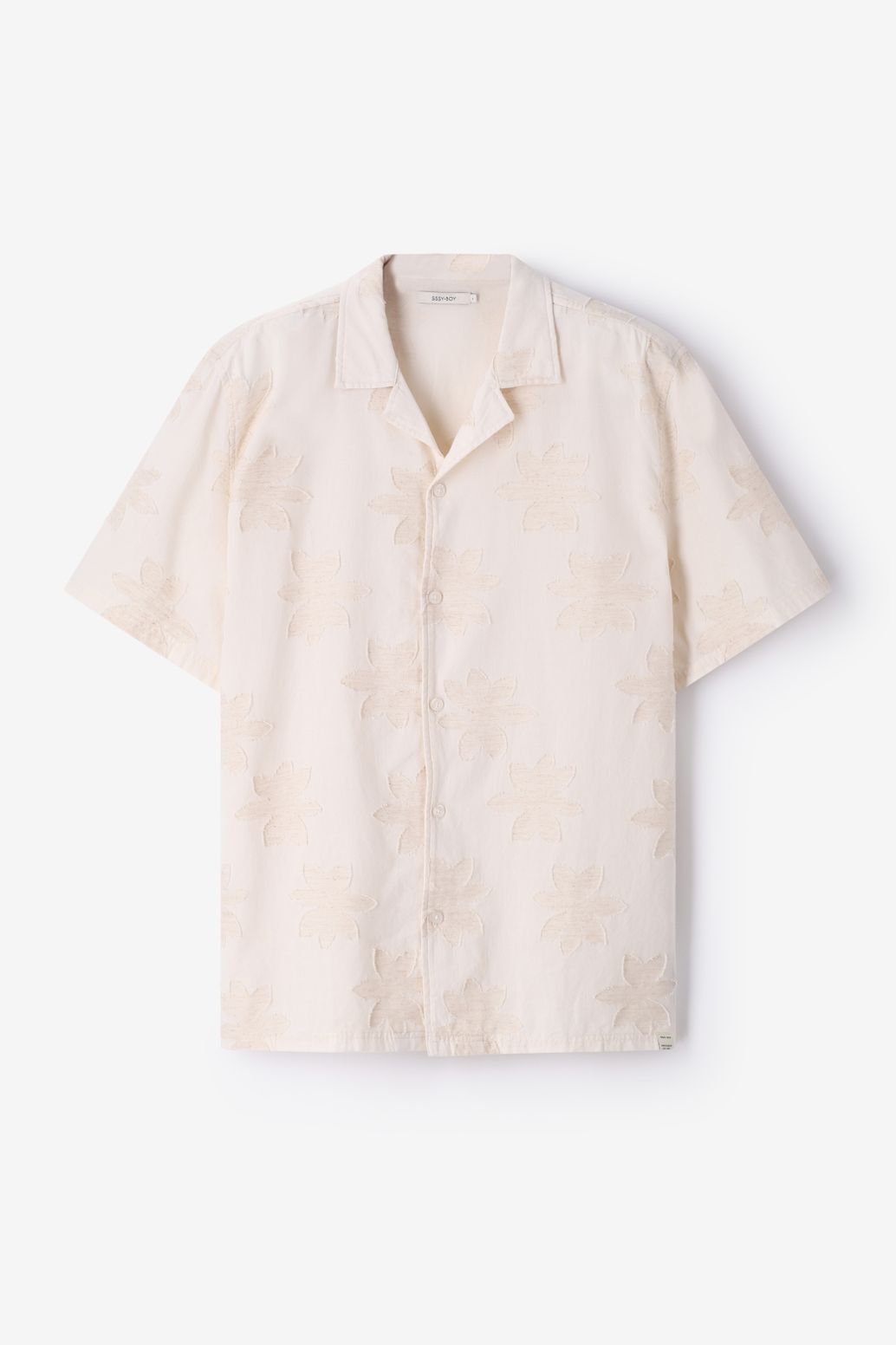 Jacquard-Hemd mit Blumen - beige