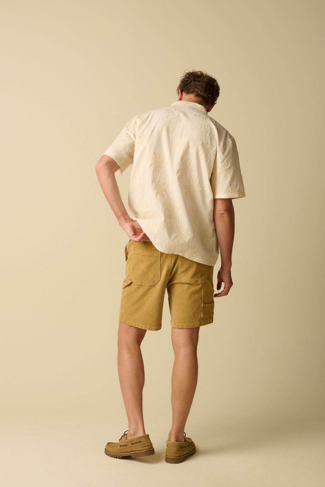 Jacquard-Hemd mit Blumen - beige