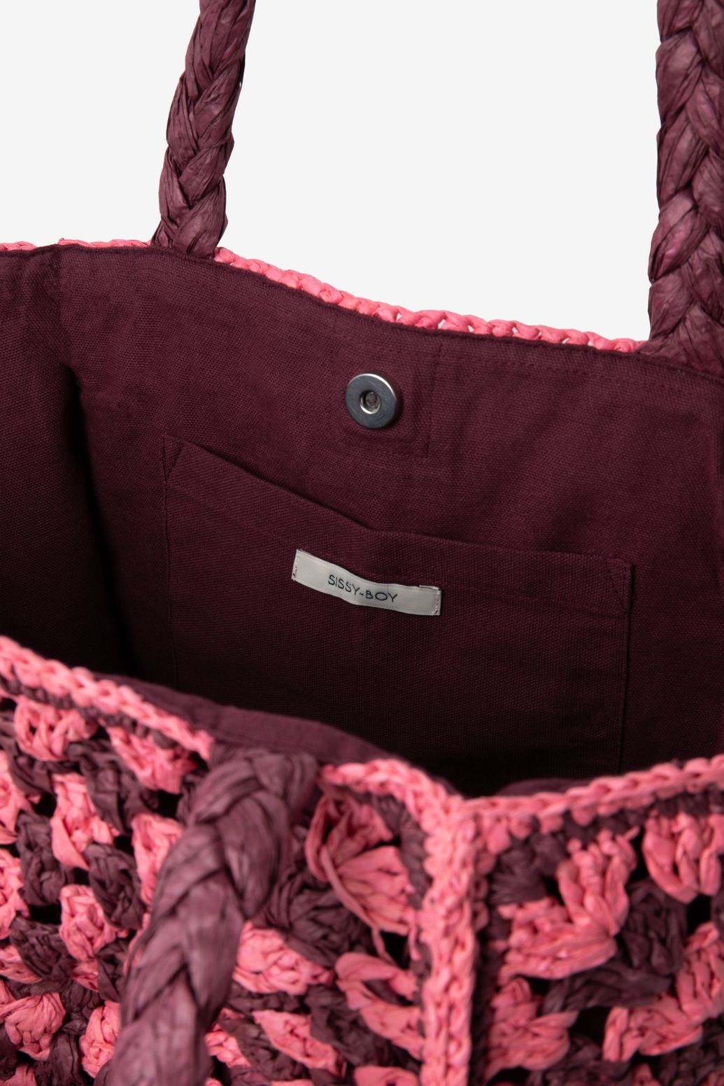 Sac au crochet en raphia - rouge foncé