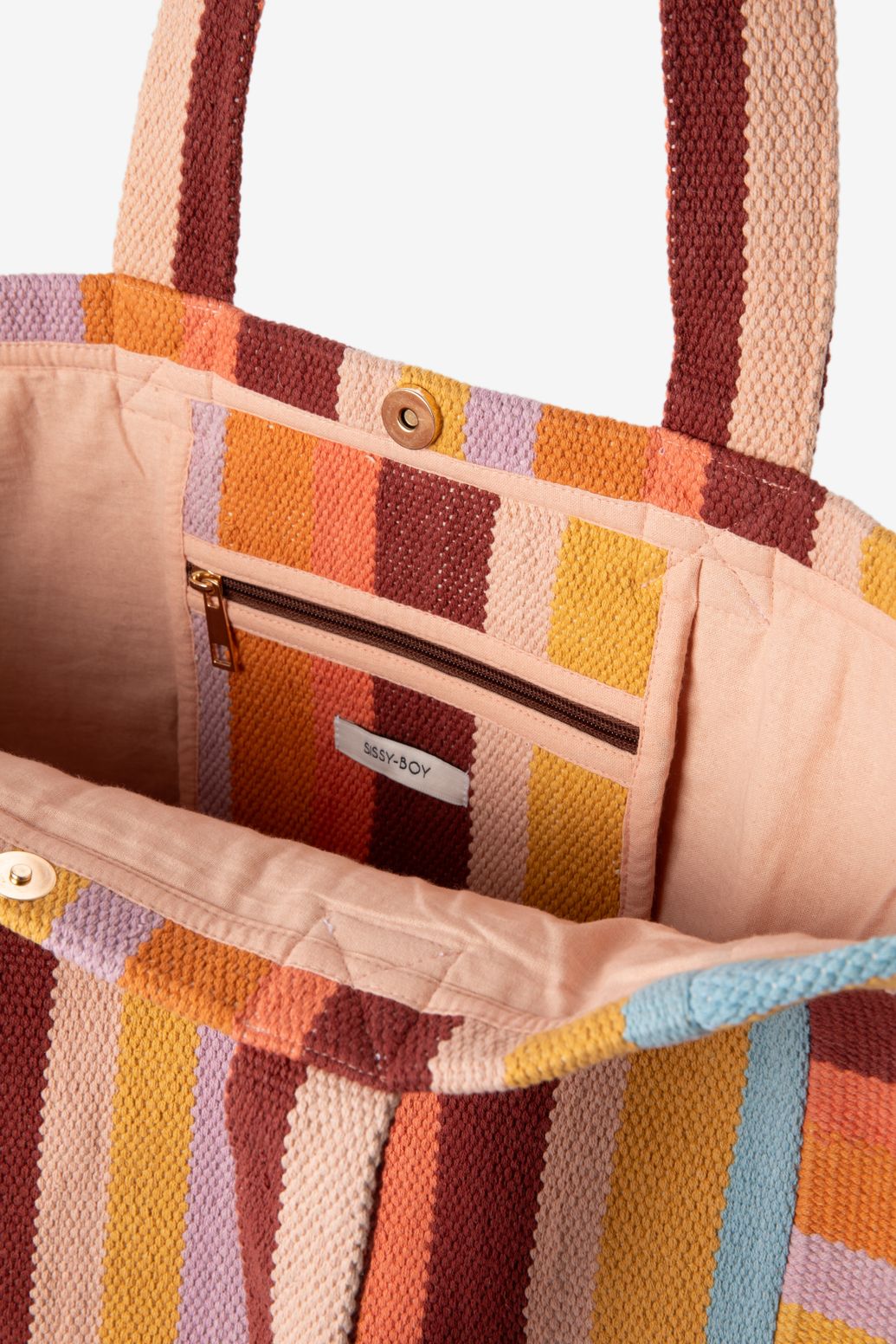 Cabas jacquard rayé - orange foncé