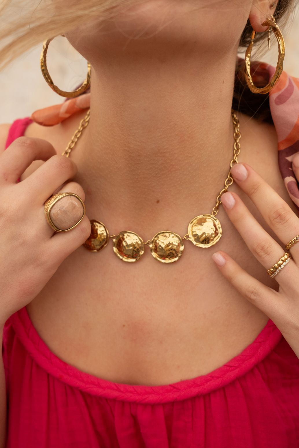 Gold-plated Kette mit runden Anhängern