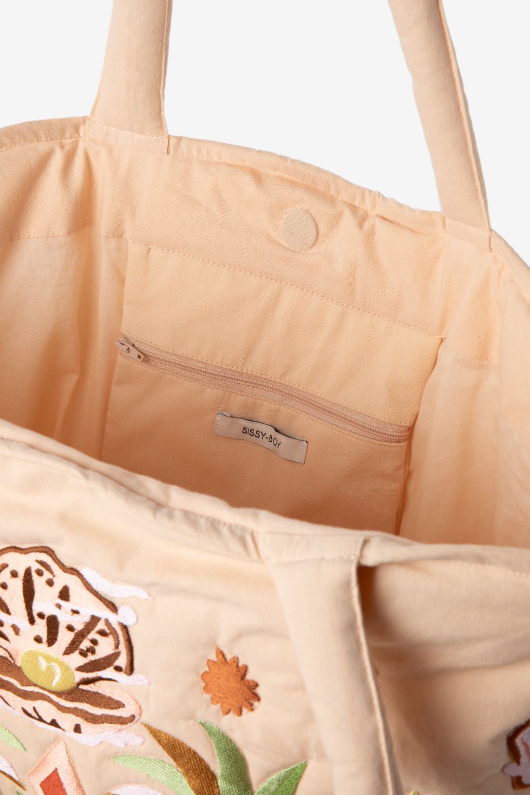 Bestickter Shopper mit Steppmuster - aprikot