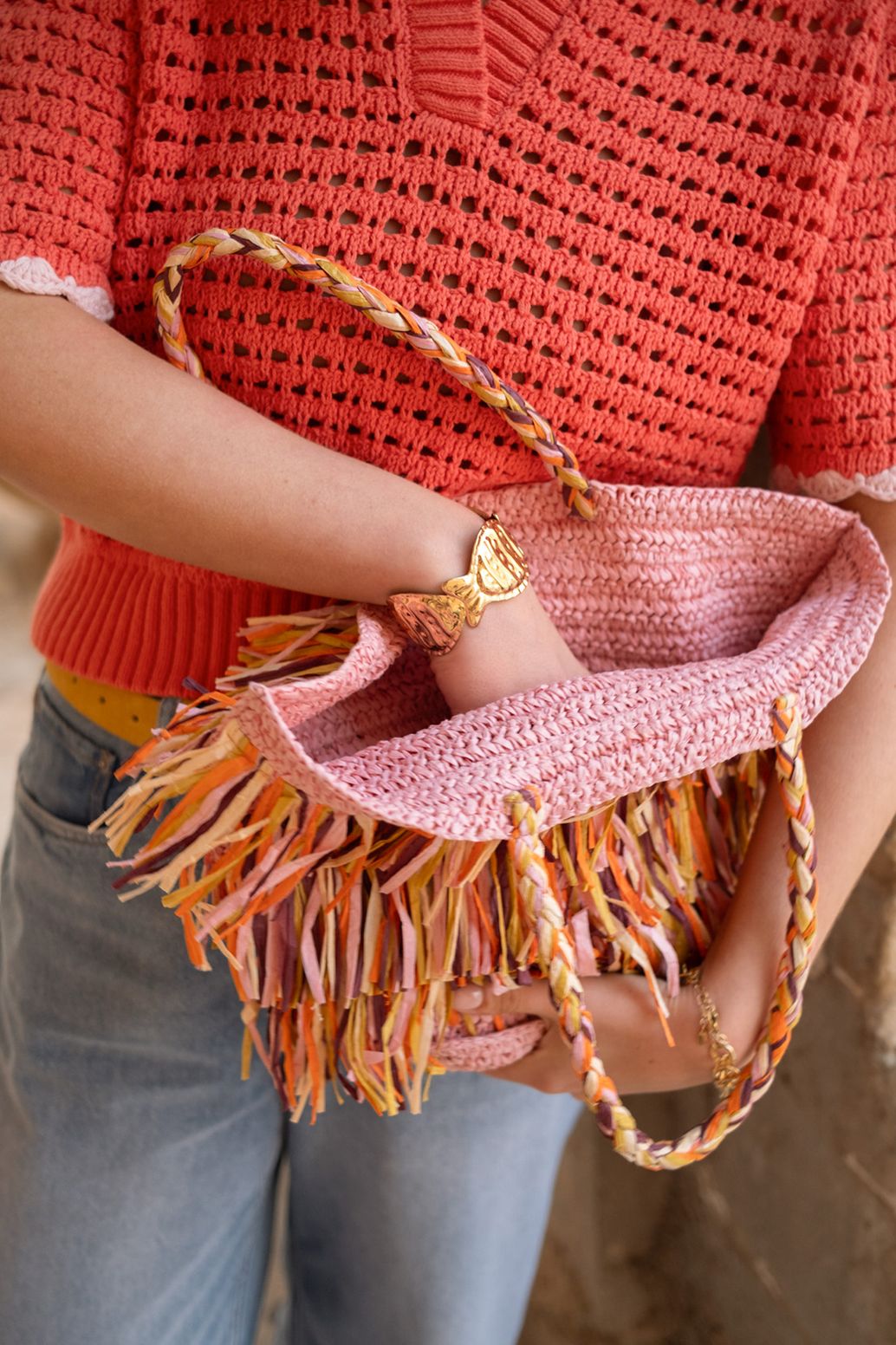 Gold plated bangle armband vis