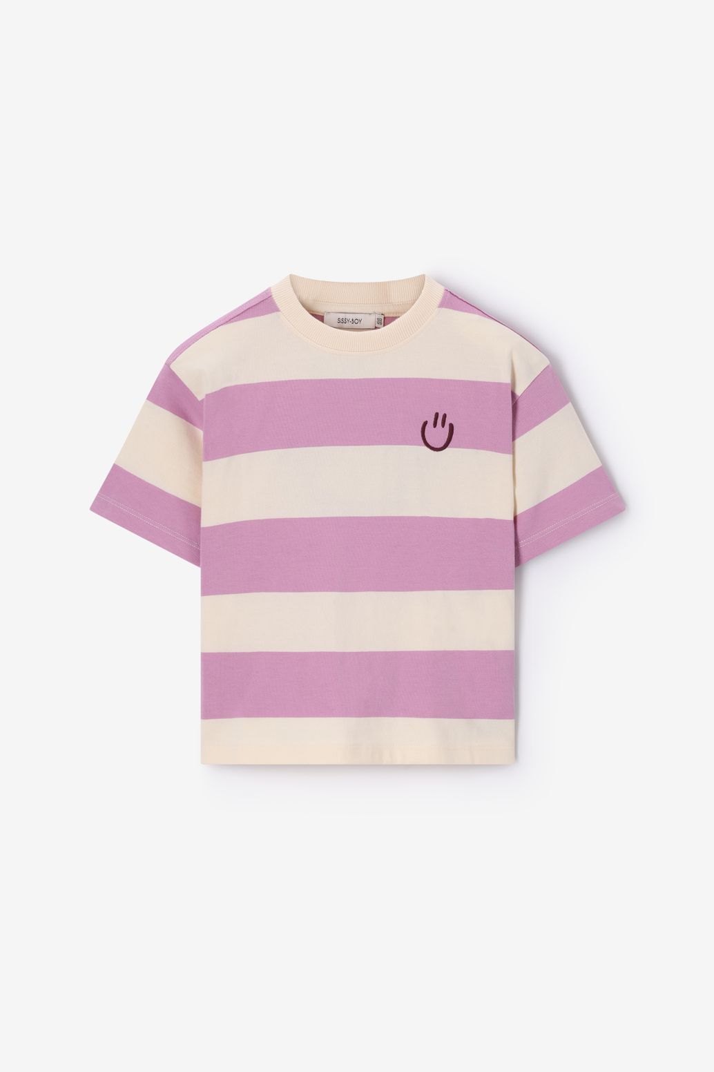 Gestreiftes T-Shirt mit Smiley - lila