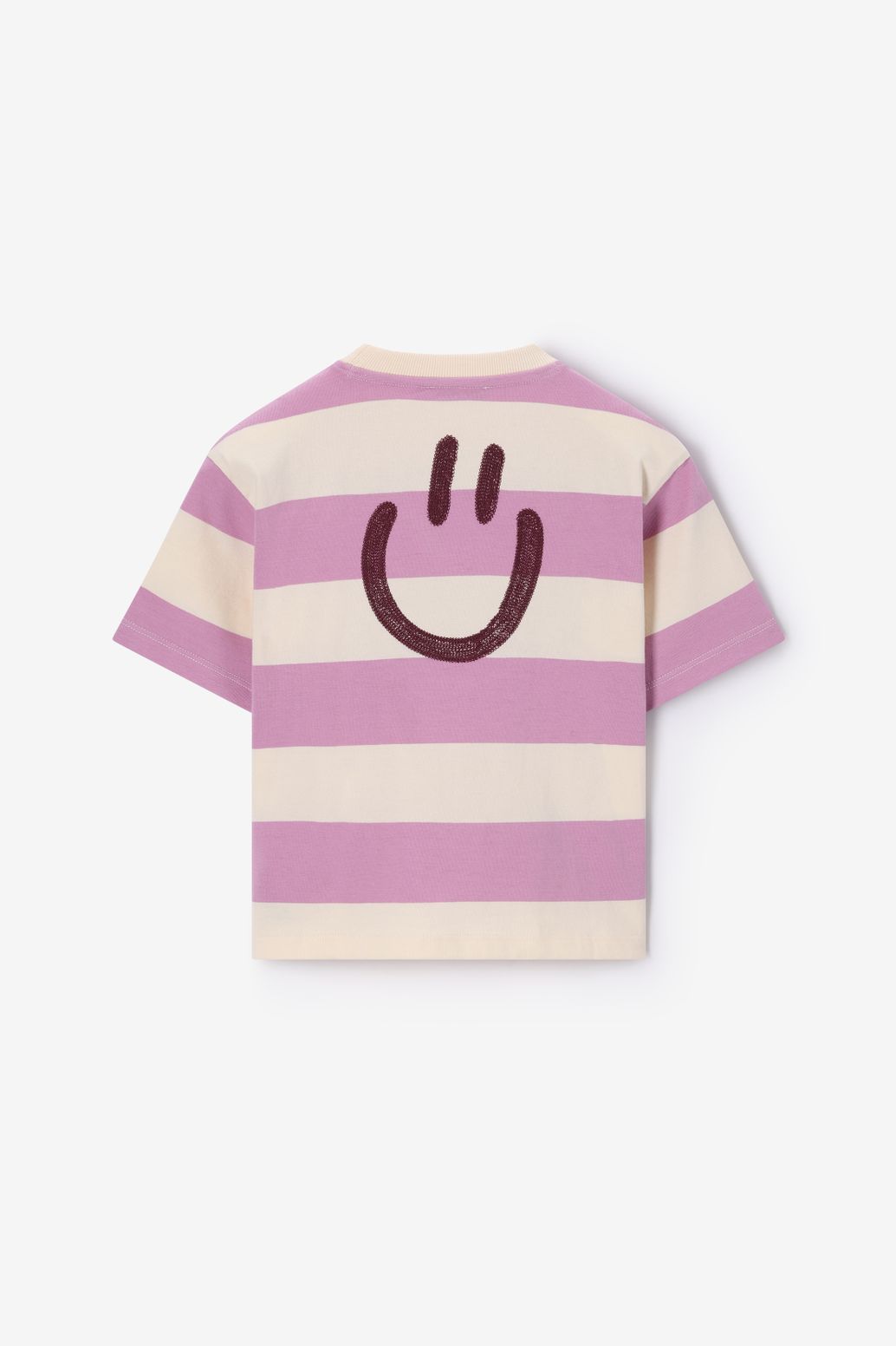 Gestreiftes T-Shirt mit Smiley - lila