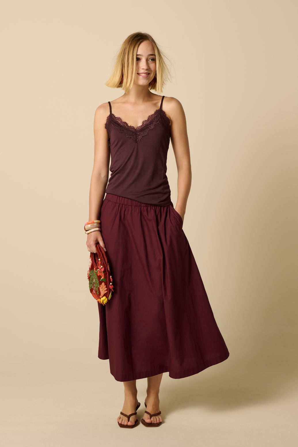 Donkerpaarse poplin rok