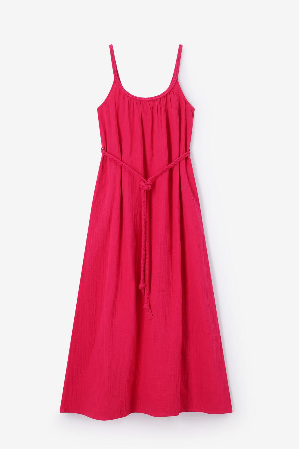 Maxi-Kleid aus Musselin - dunkelrosa