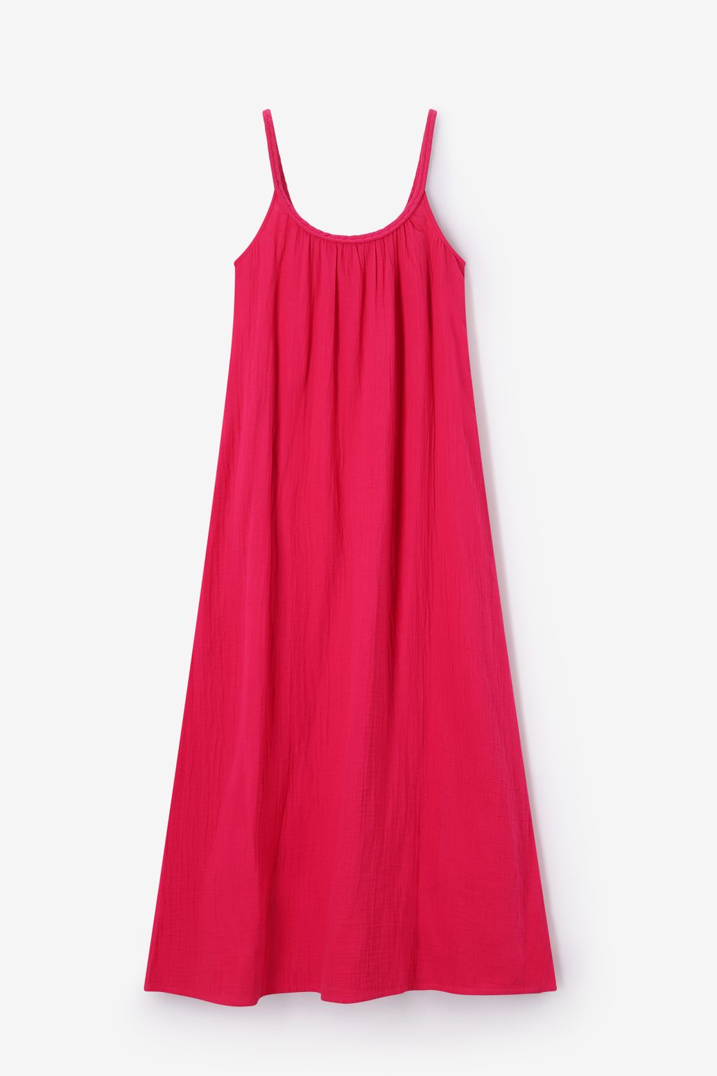 Maxi-Kleid aus Musselin - dunkelrosa