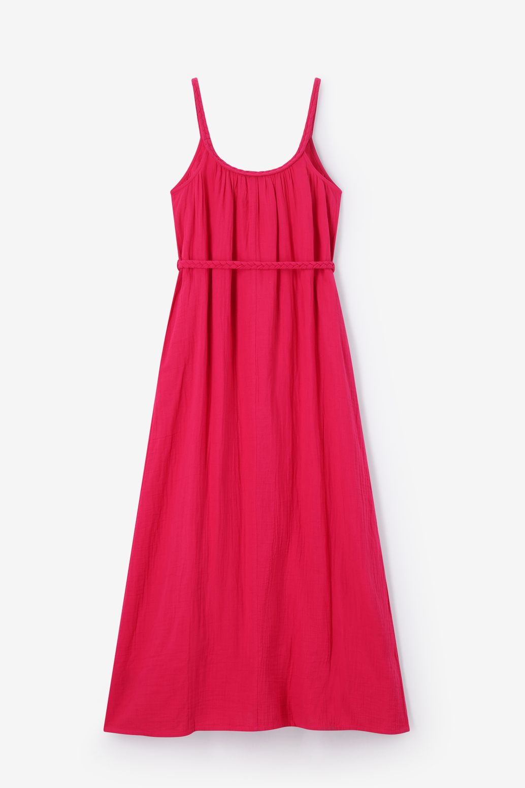 Maxi-Kleid aus Musselin - dunkelrosa