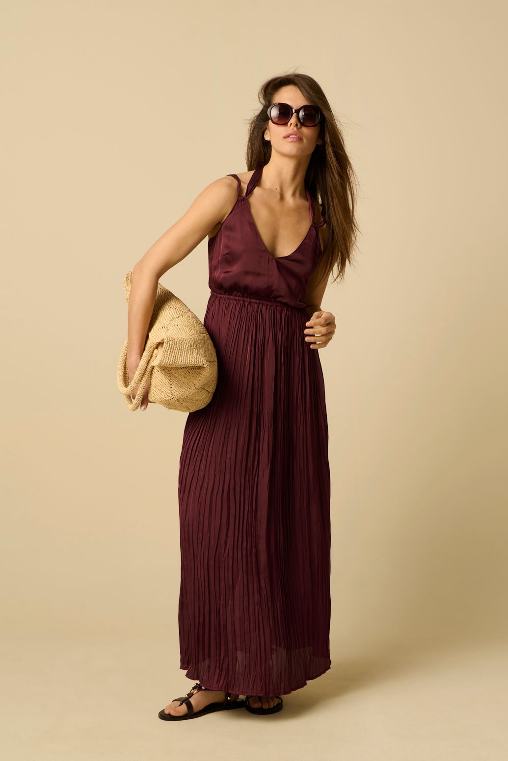 Donkerpaarse maxi jurk