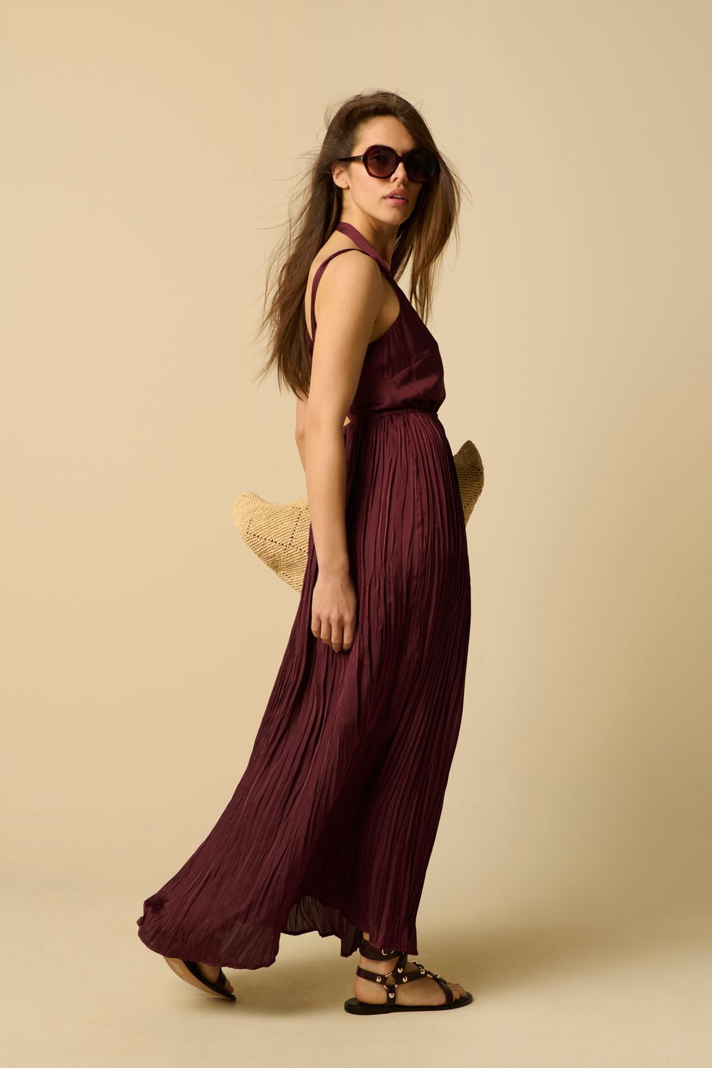 Donkerpaarse maxi jurk