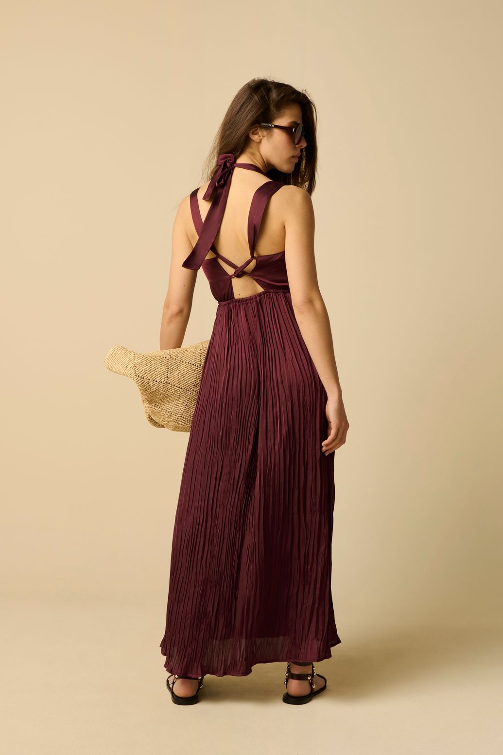 Donkerpaarse maxi jurk