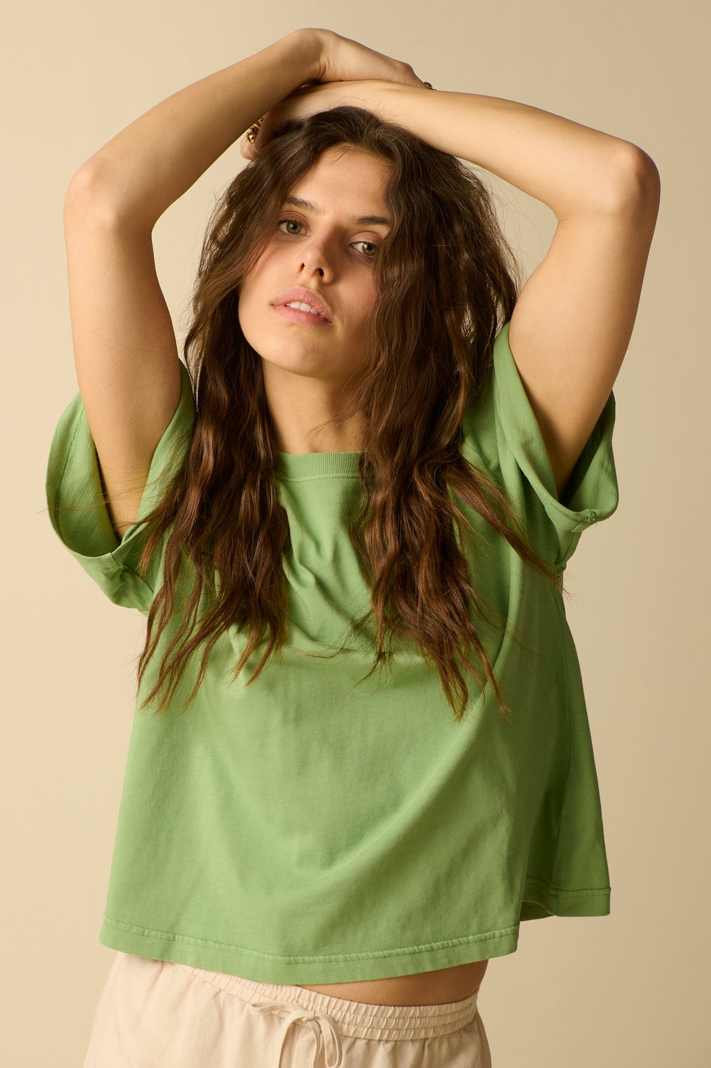 Kastiges T-Shirt - grün