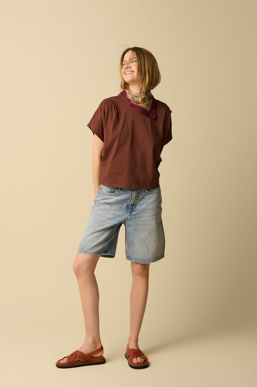 Donkerbruin boxy T-shirt