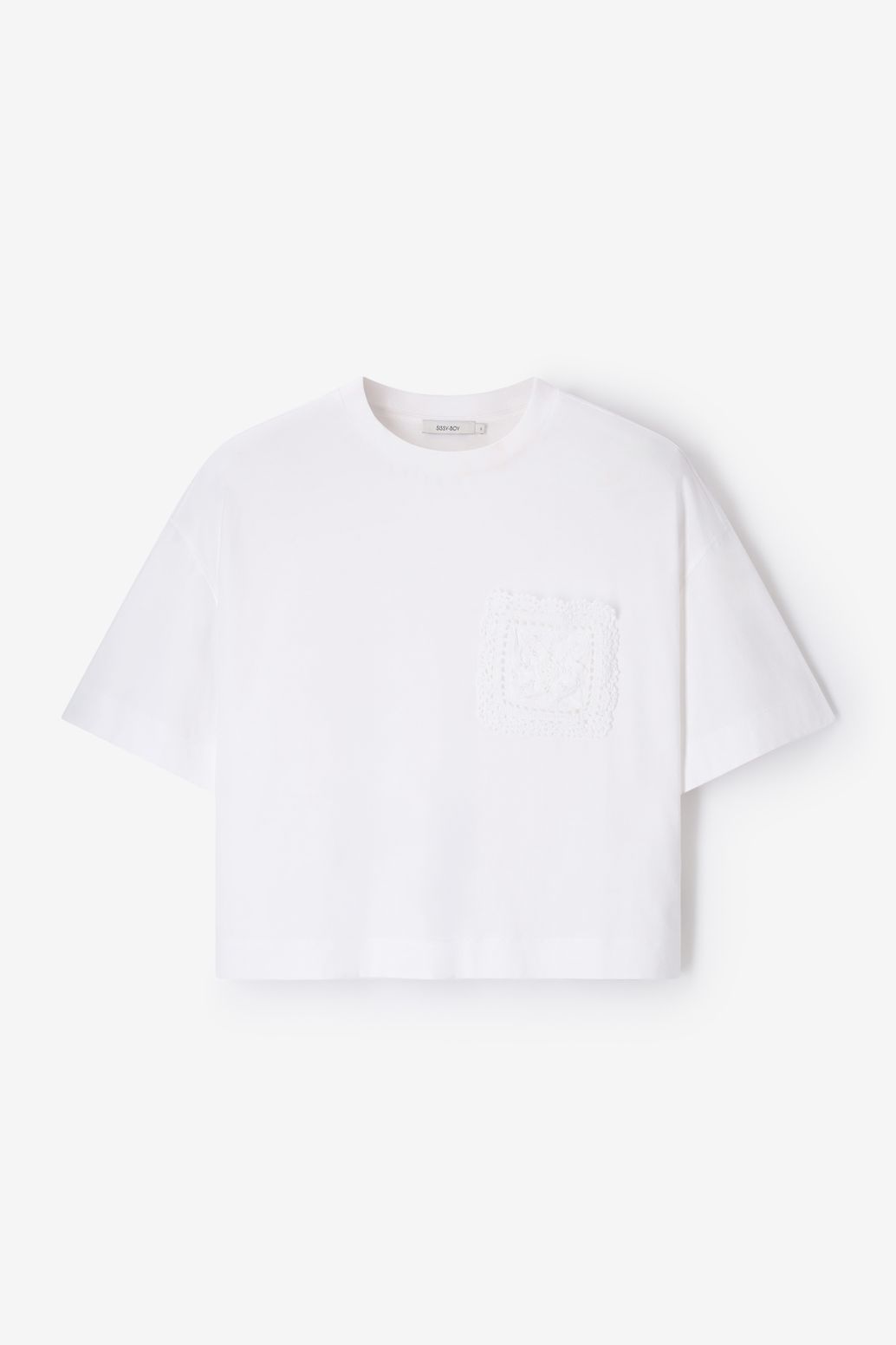 T-Shirt mit Stickerei-Detail - weiß