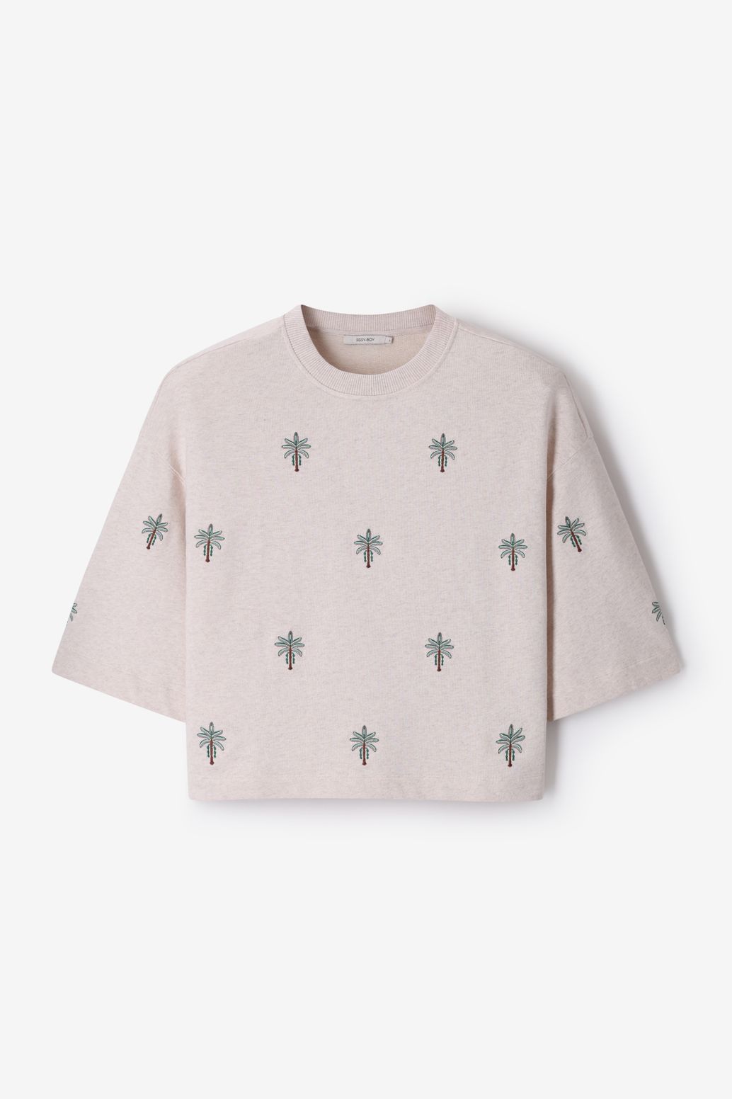 Sweat avec broderies - beige