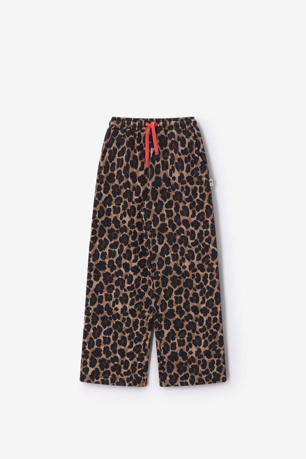 Bruine wide leg sweatpants met leopard print