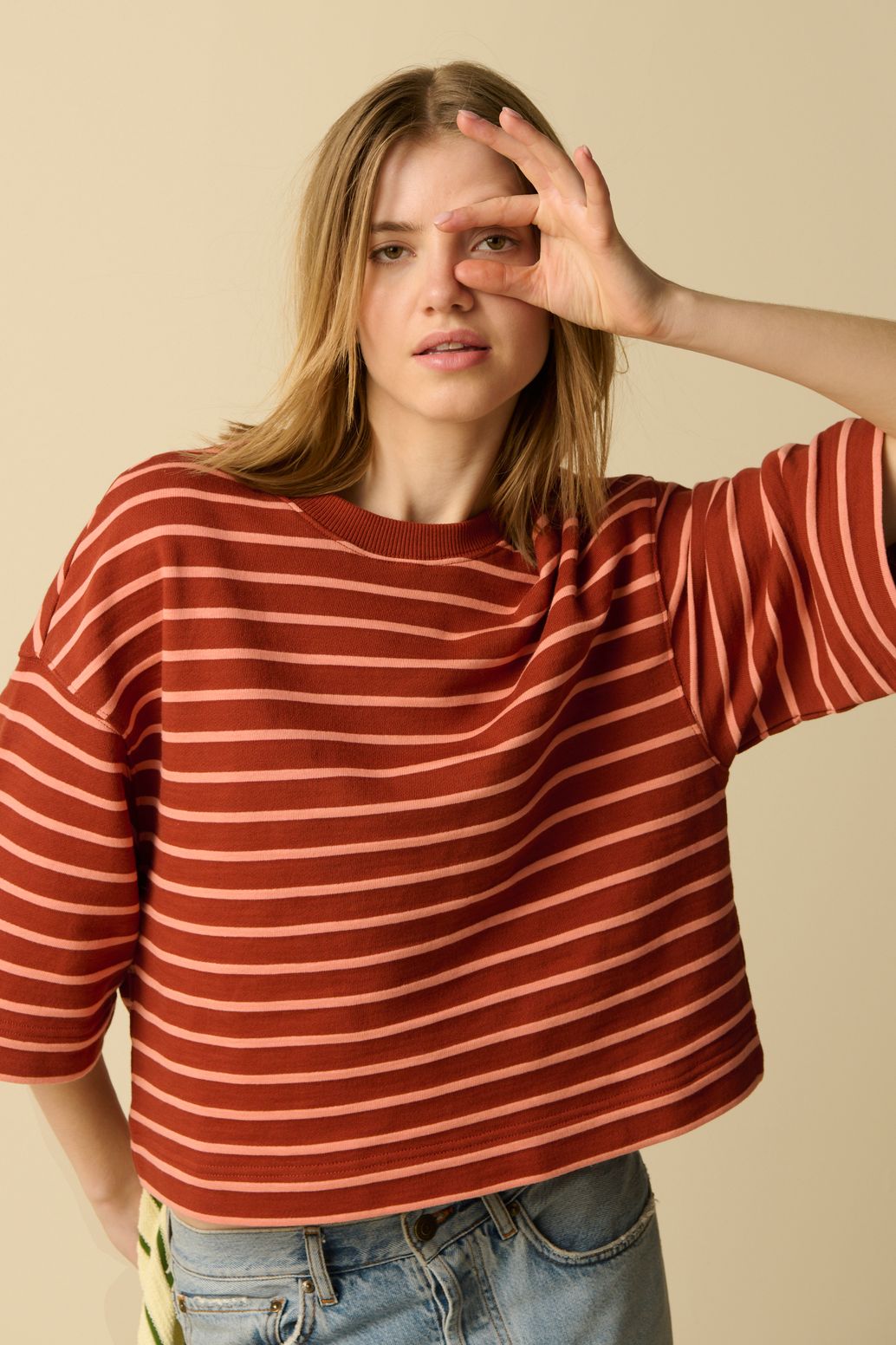 Sweat rayé - rouge foncé