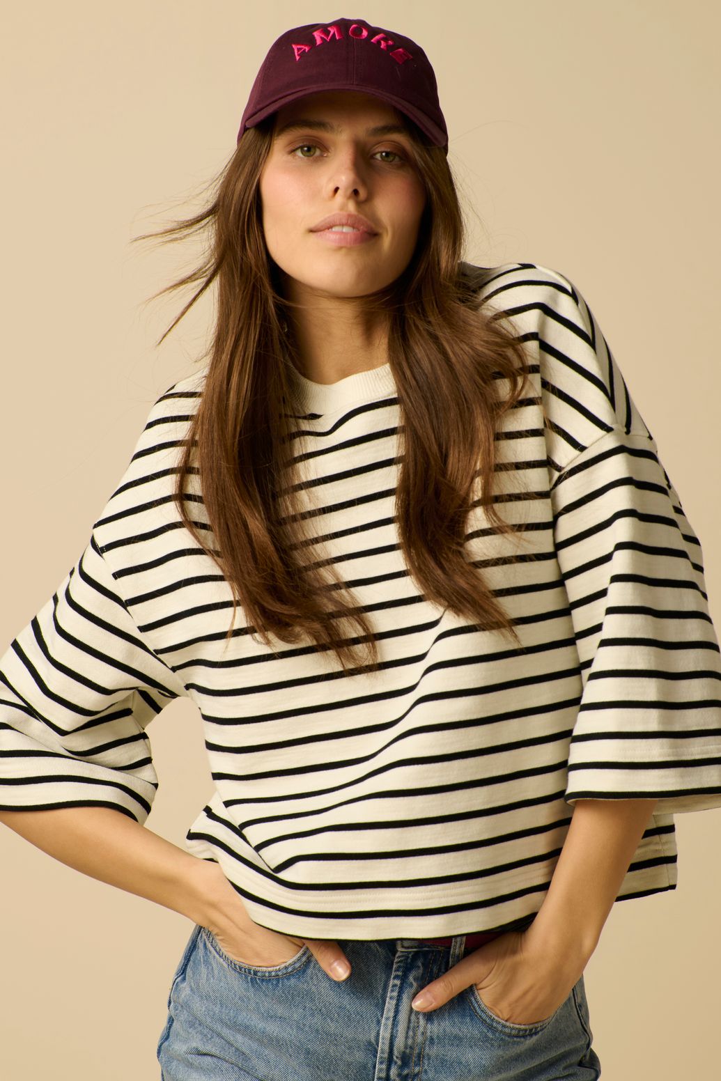 Witte gestreepte sweater