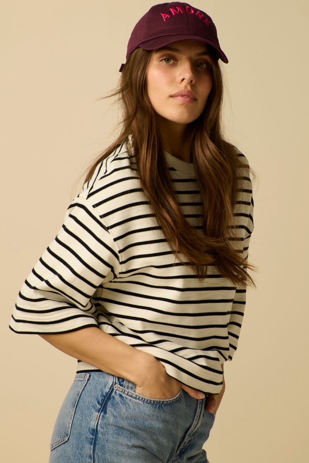 Witte gestreepte sweater