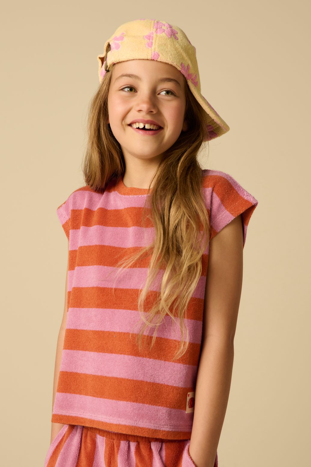 T-shirt rayé en tissu éponge - violet