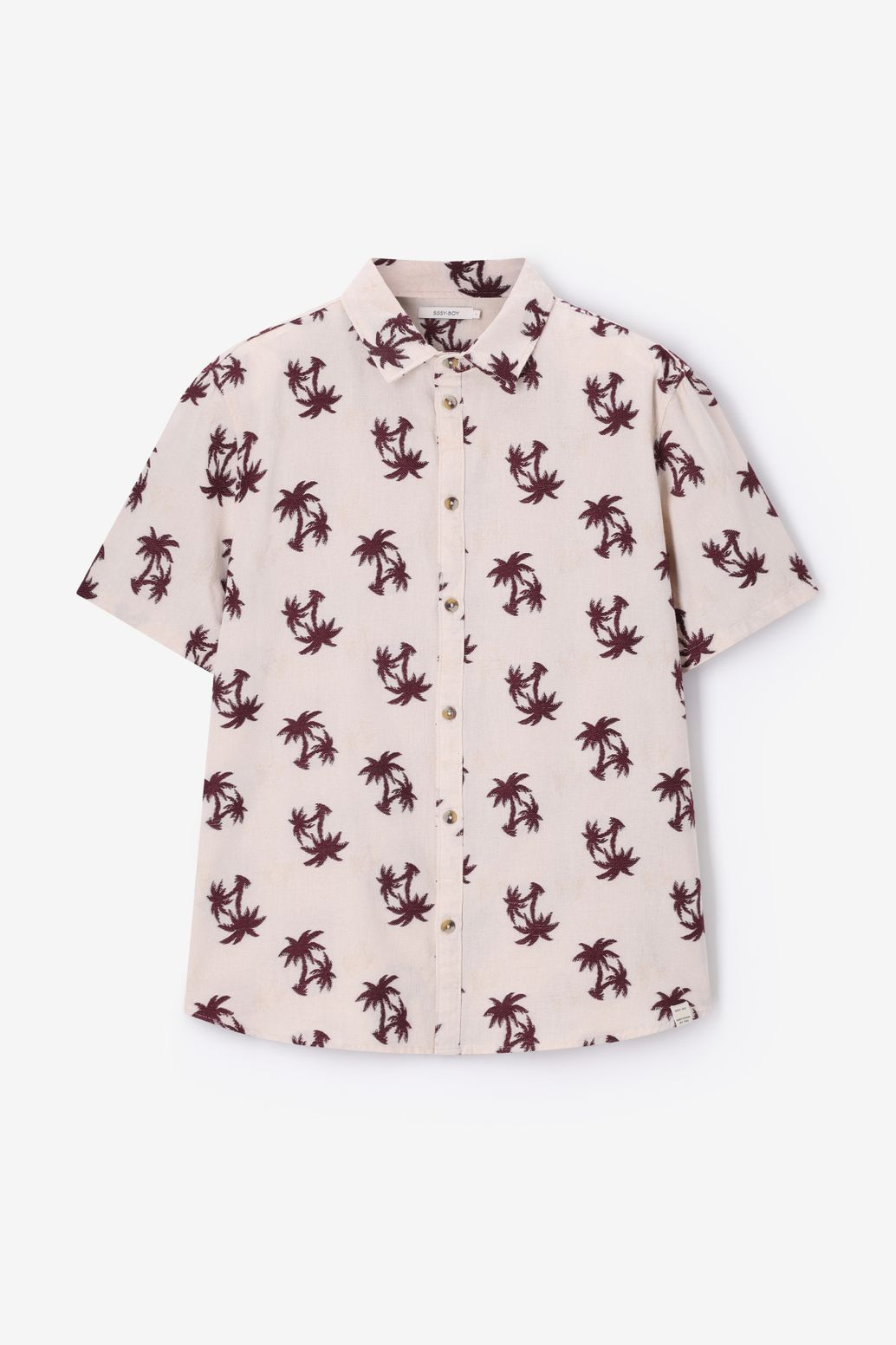 Chemise jacquard avec imprimé palmiers - beige