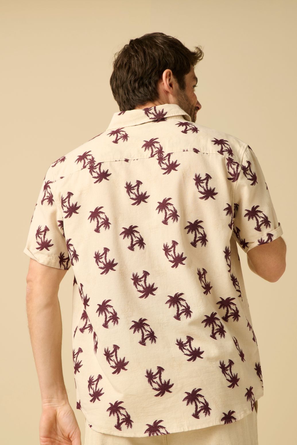 Chemise jacquard avec imprimé palmiers - beige