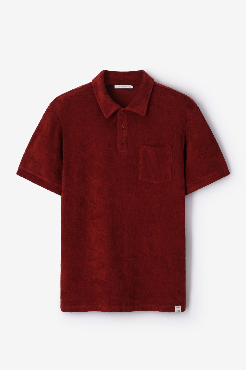 Donkerrode badstof polo