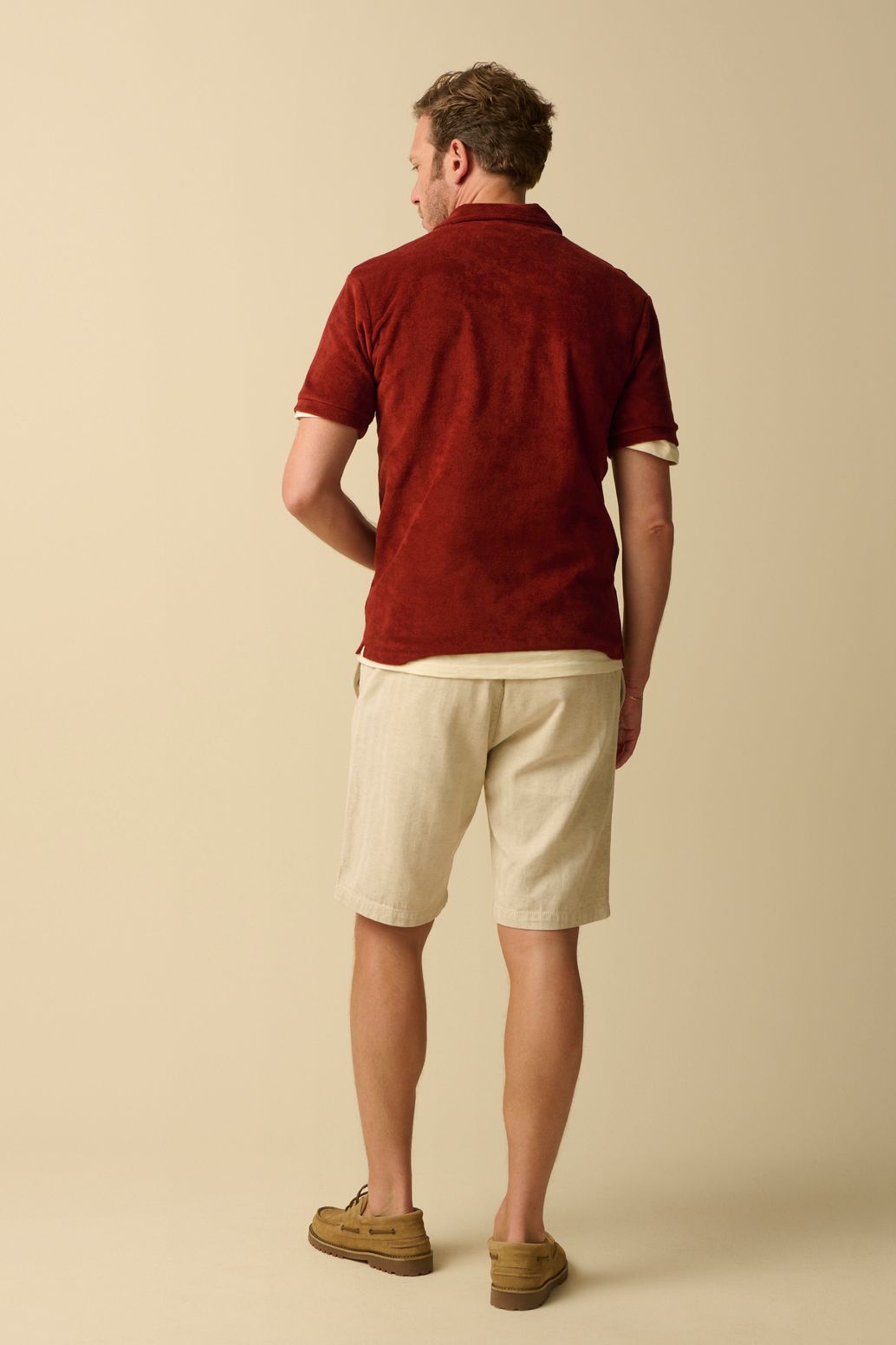 Donkerrode badstof polo