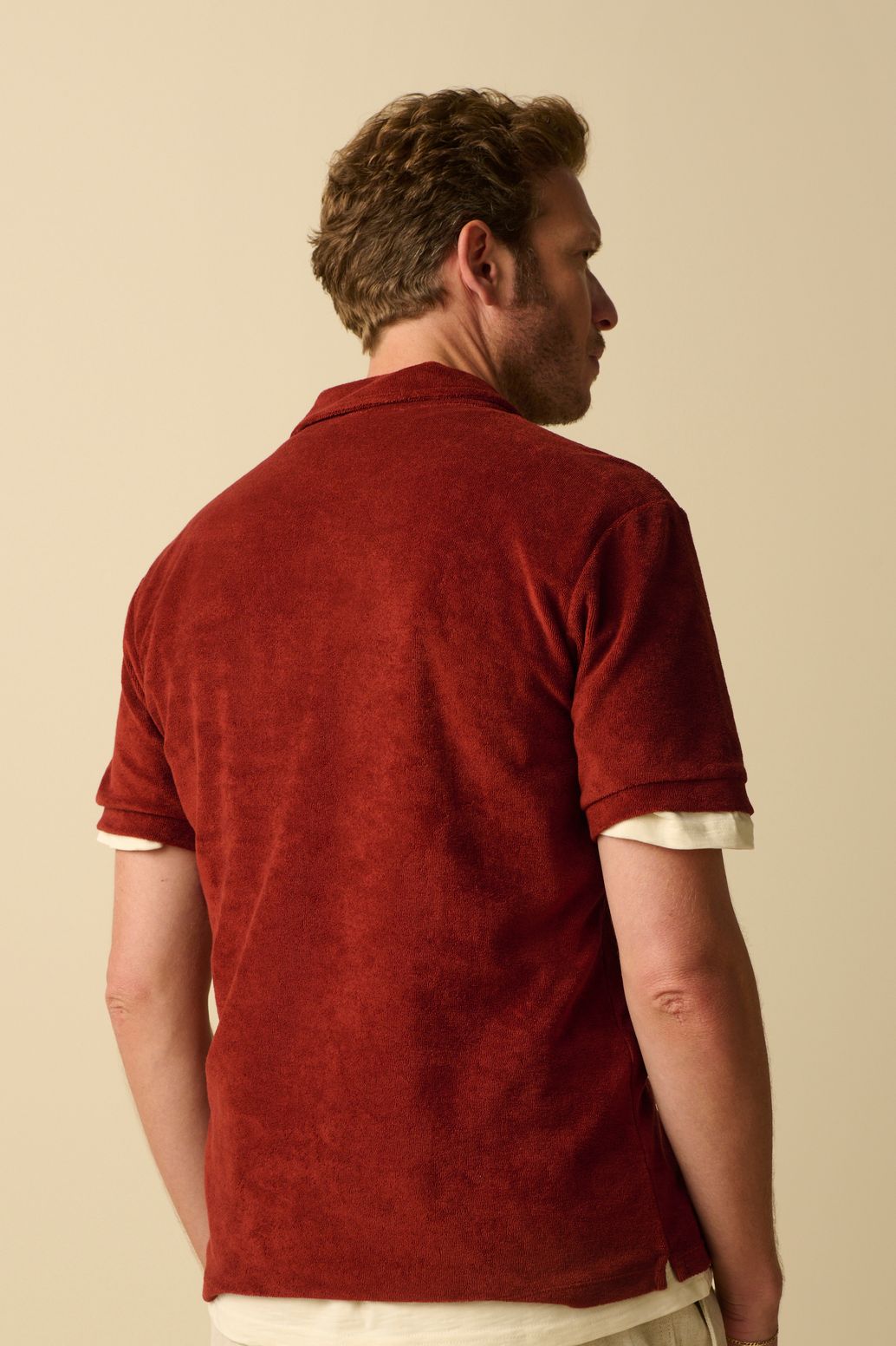 Donkerrode badstof polo