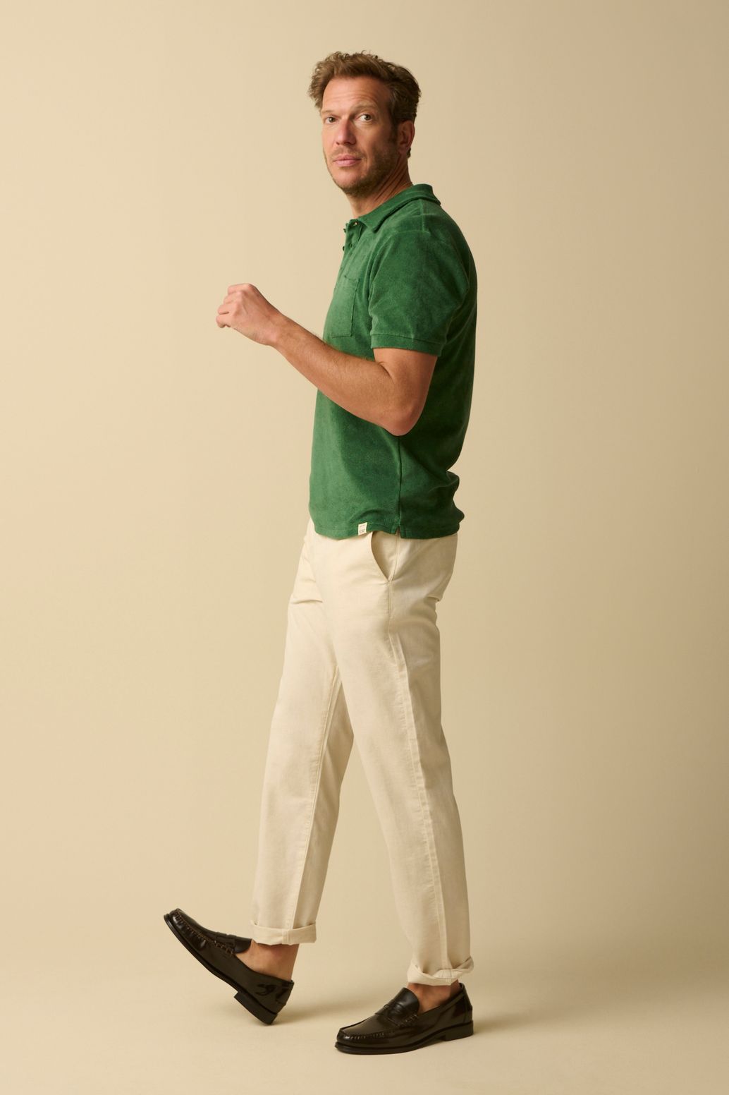 Donkergroene badstof polo