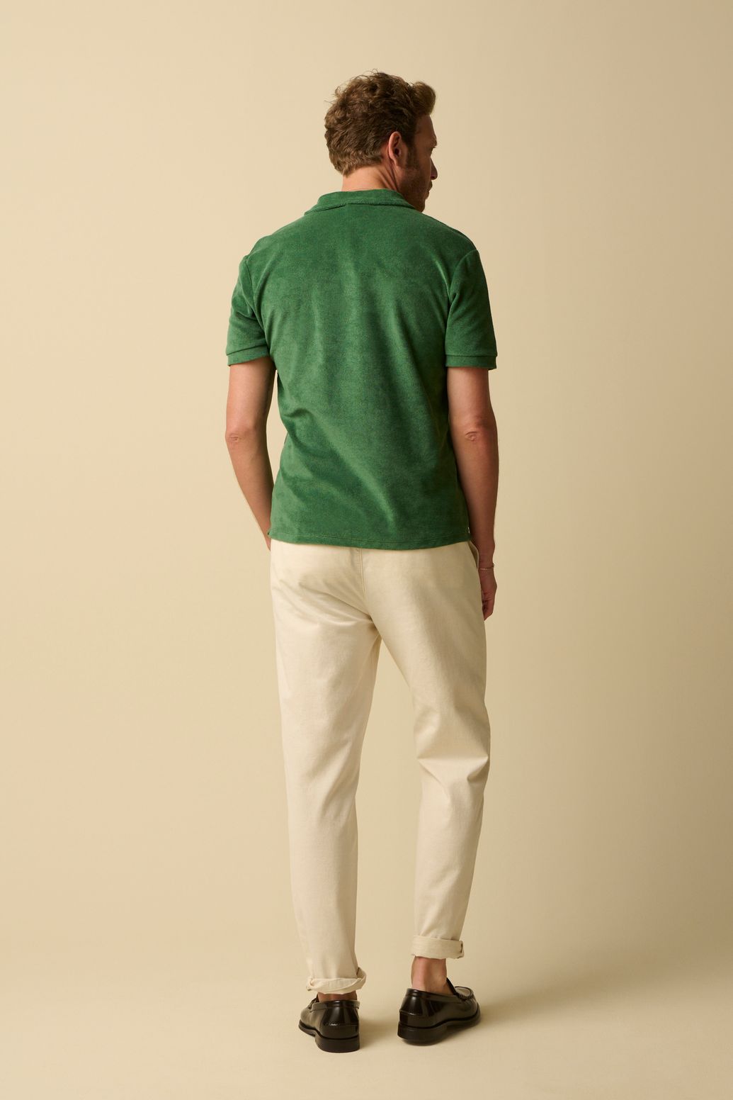 Donkergroene badstof polo