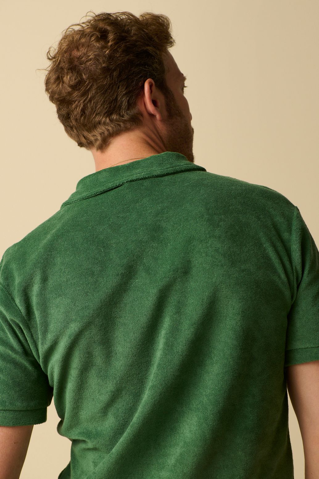 Donkergroene badstof polo