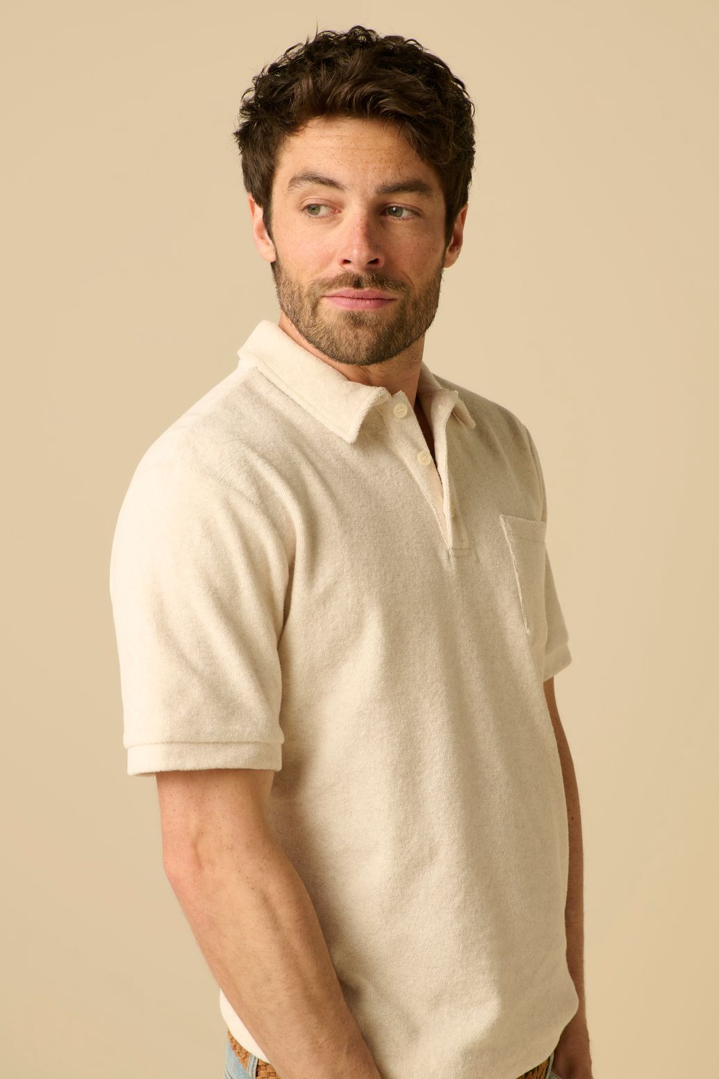 Polo en tissu éponge - beige