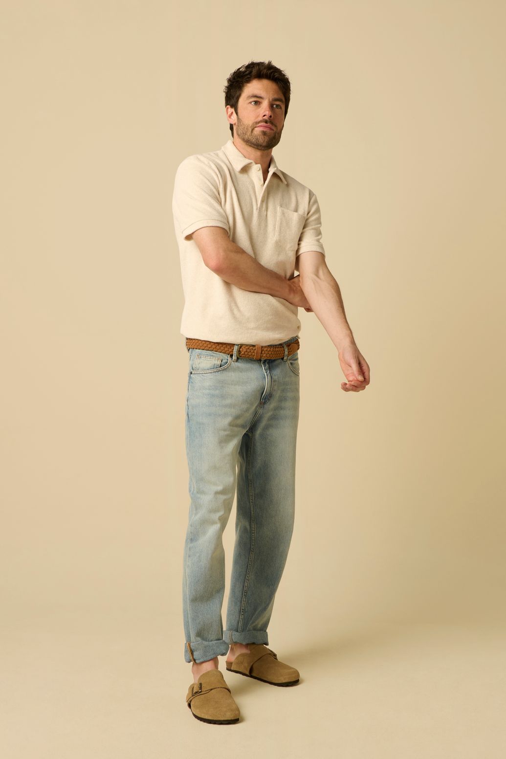 Polo en tissu éponge - beige