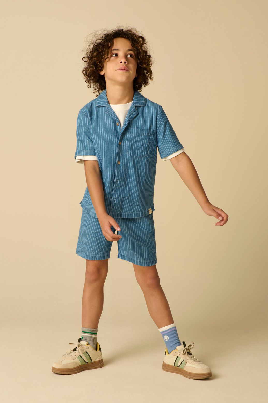 Chemise rayée en jean - bleu