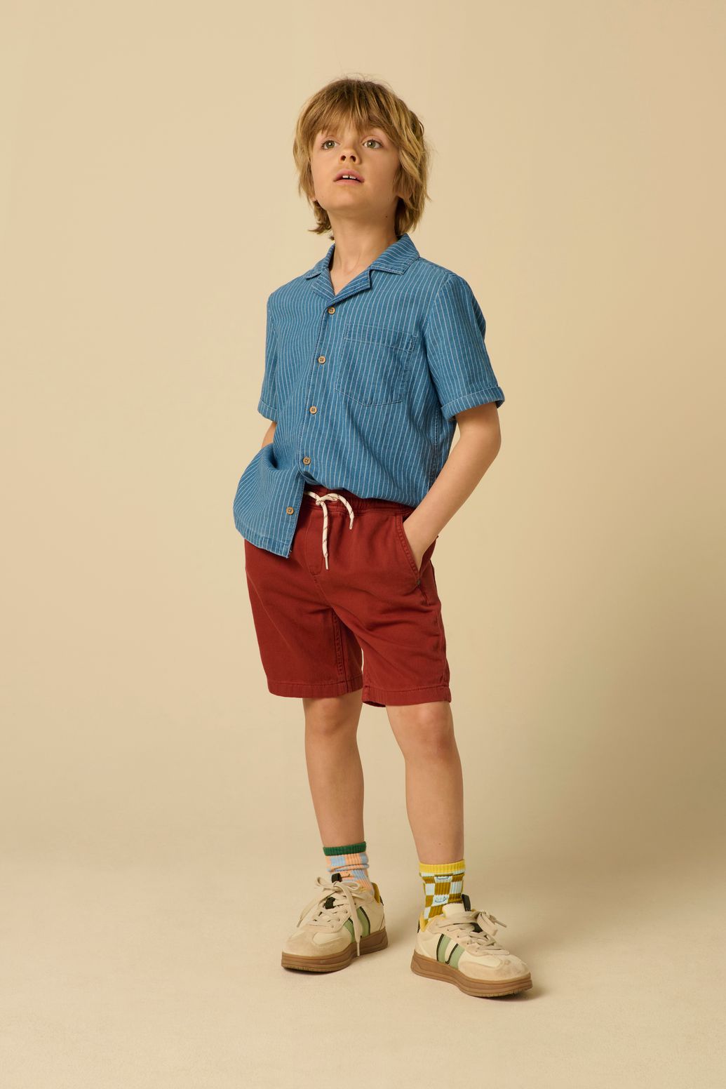 Chemise rayée en jean - bleu