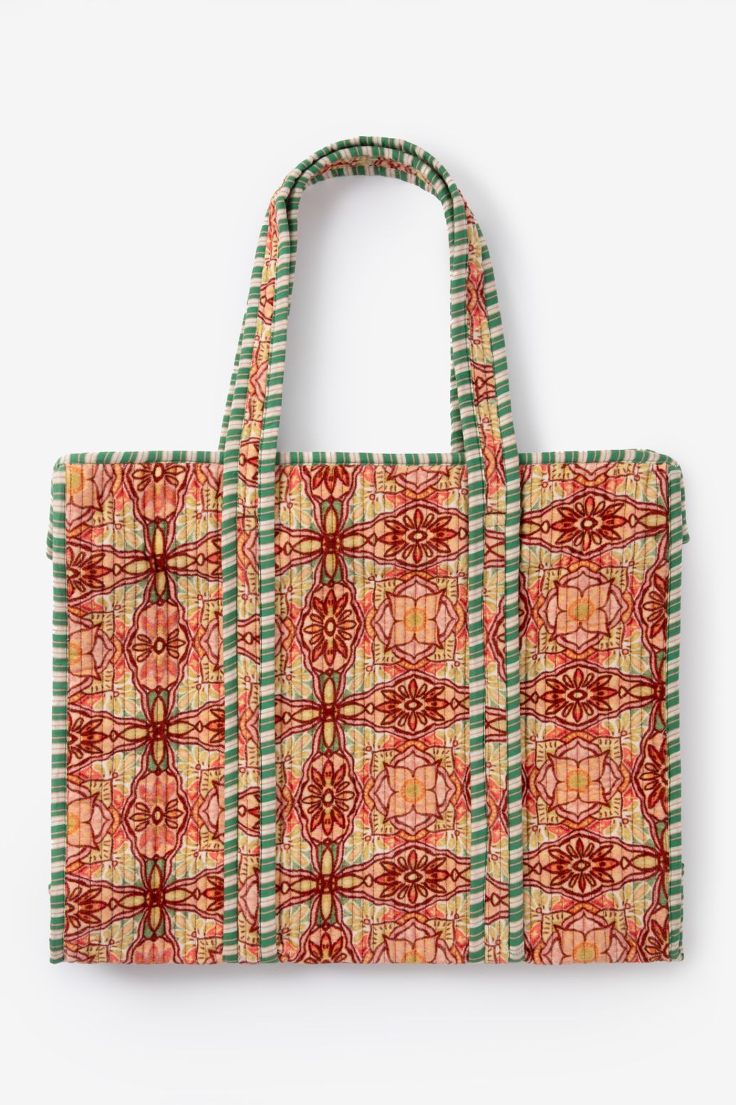 Gesteppter Shopper mit Blumenmuster - rosa