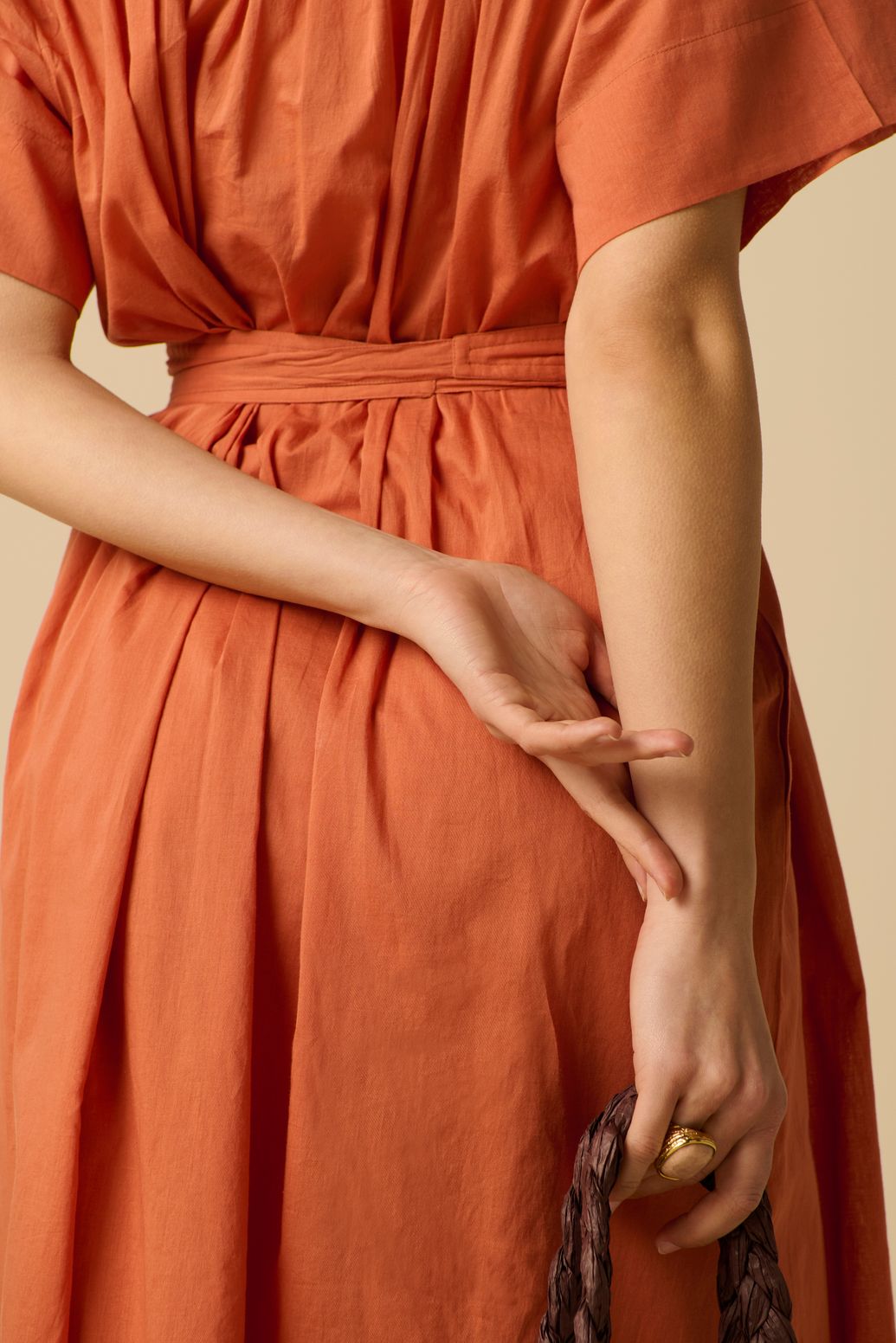 Robe longue avec ceinture - orange foncé