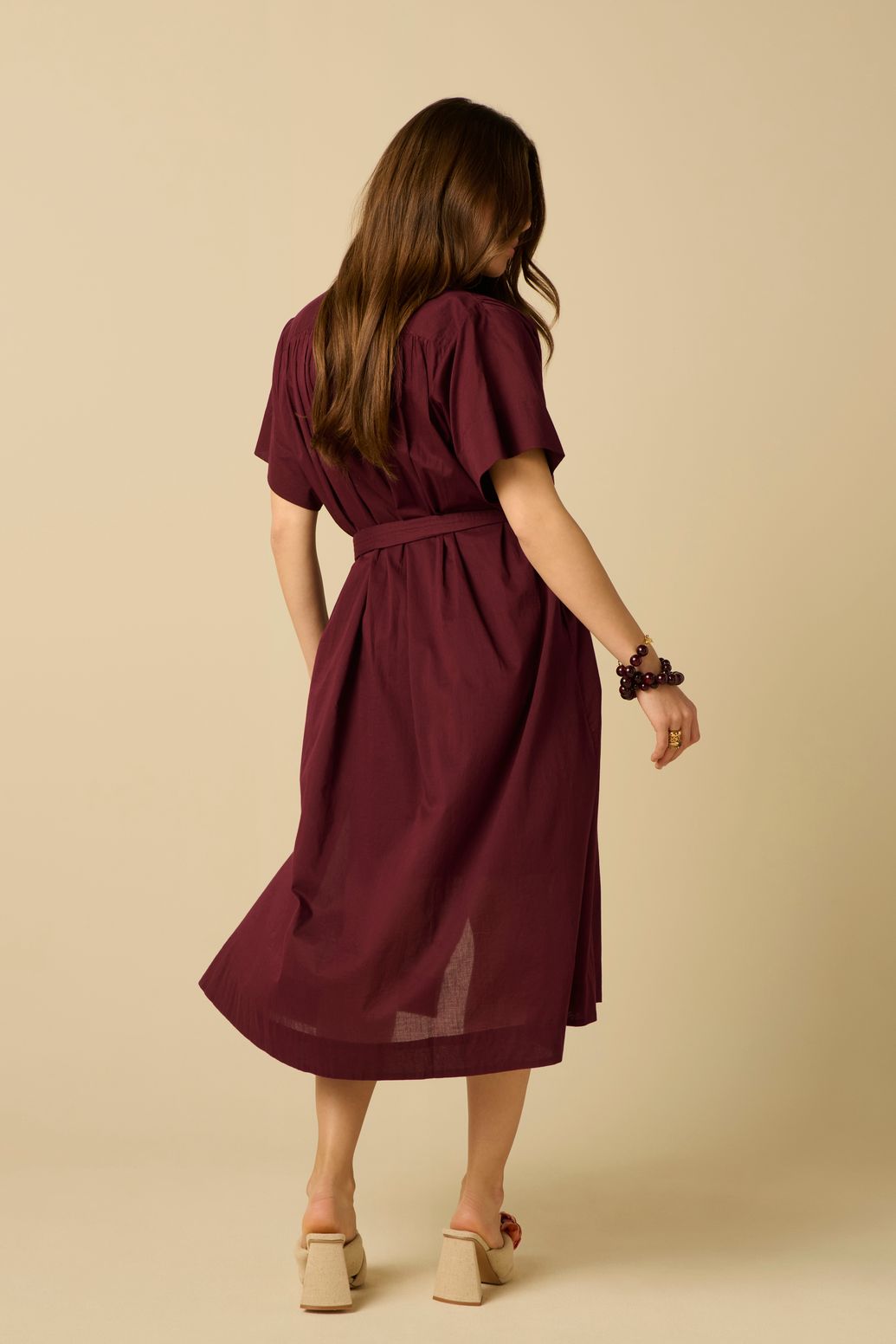 Robe longue avec ceinture - violet foncé