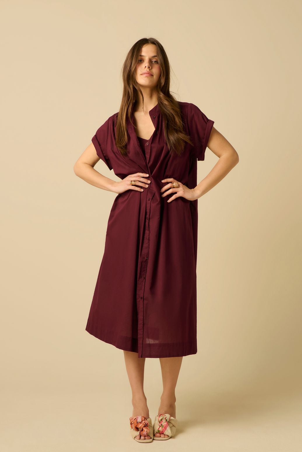 Robe longue avec ceinture - violet foncé