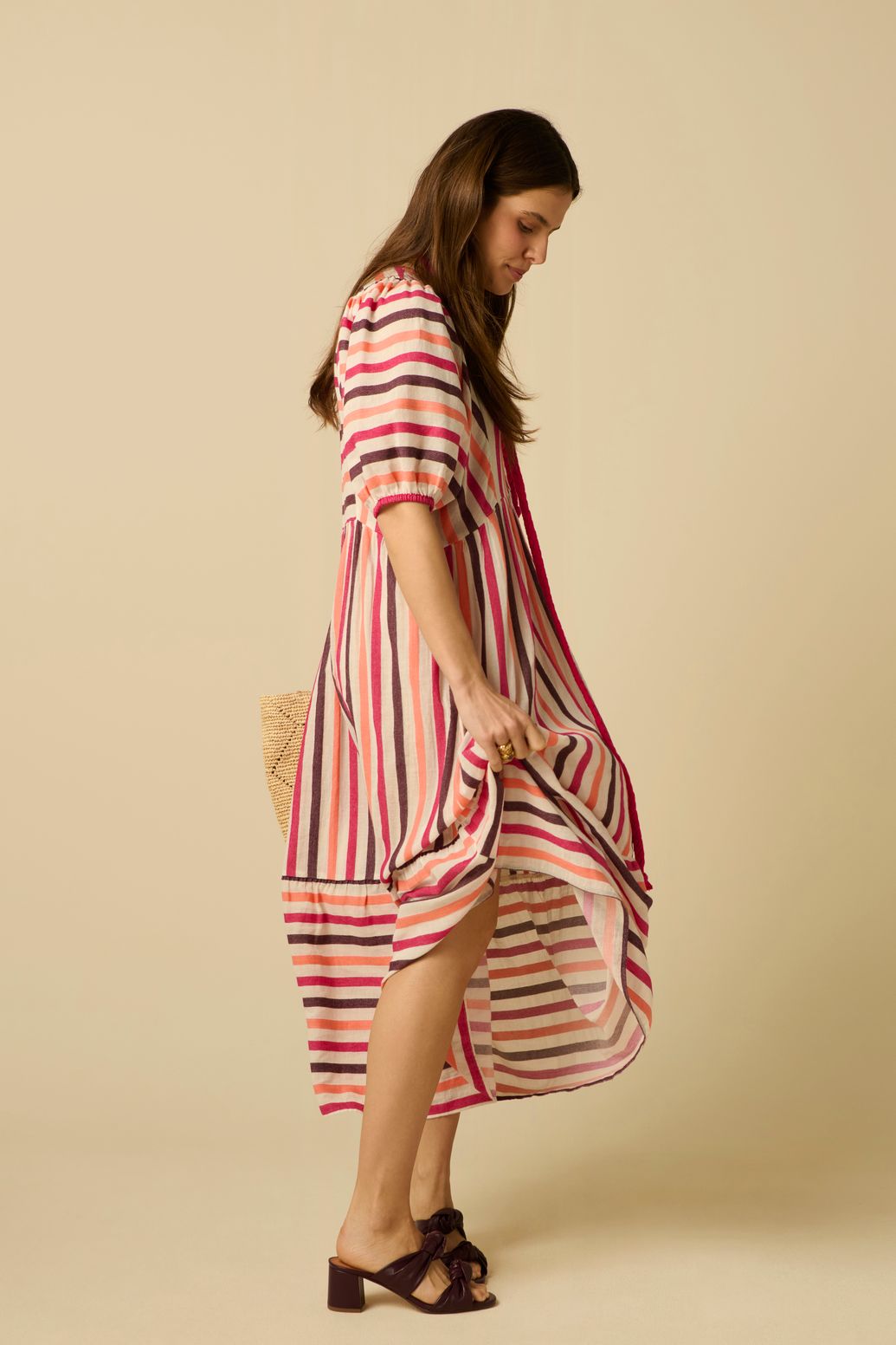 Multicolour maxi jurk met strepen
