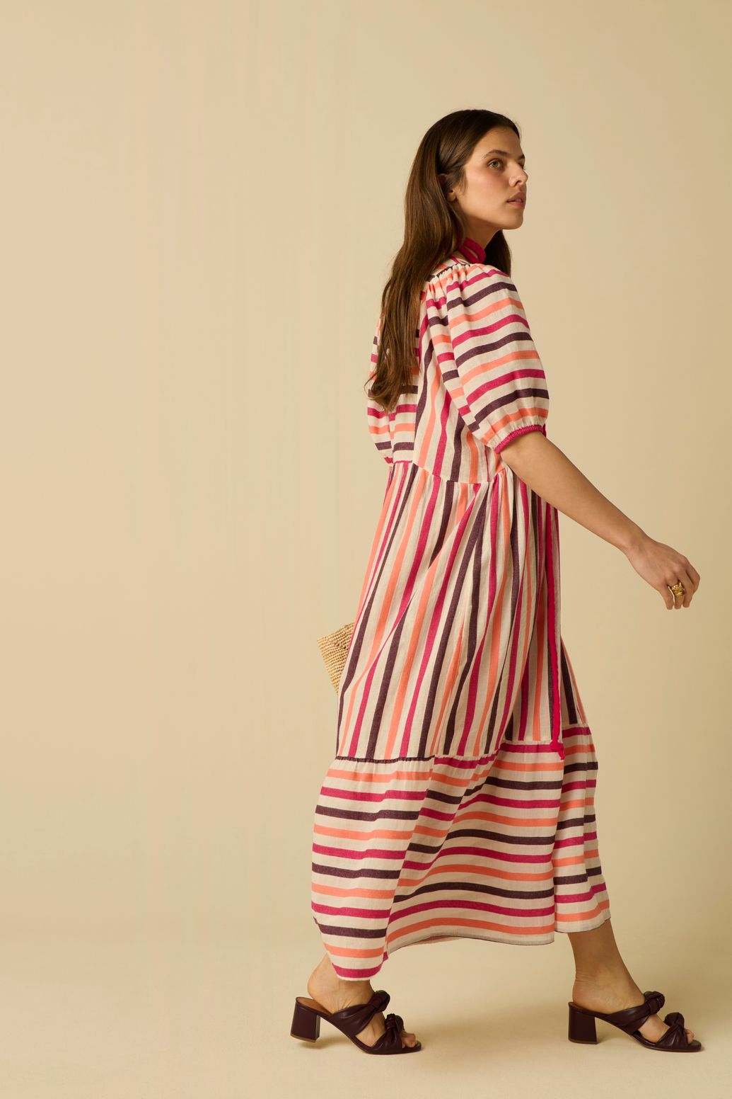 Multicolour maxi jurk met strepen