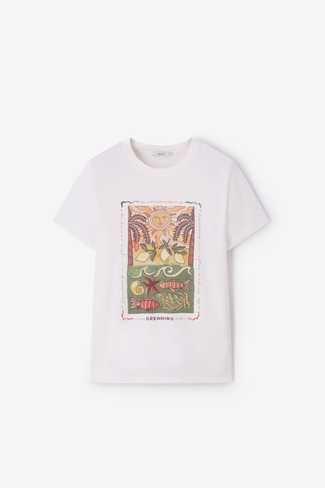 T-shirt avec imprimé palmiers - blanc