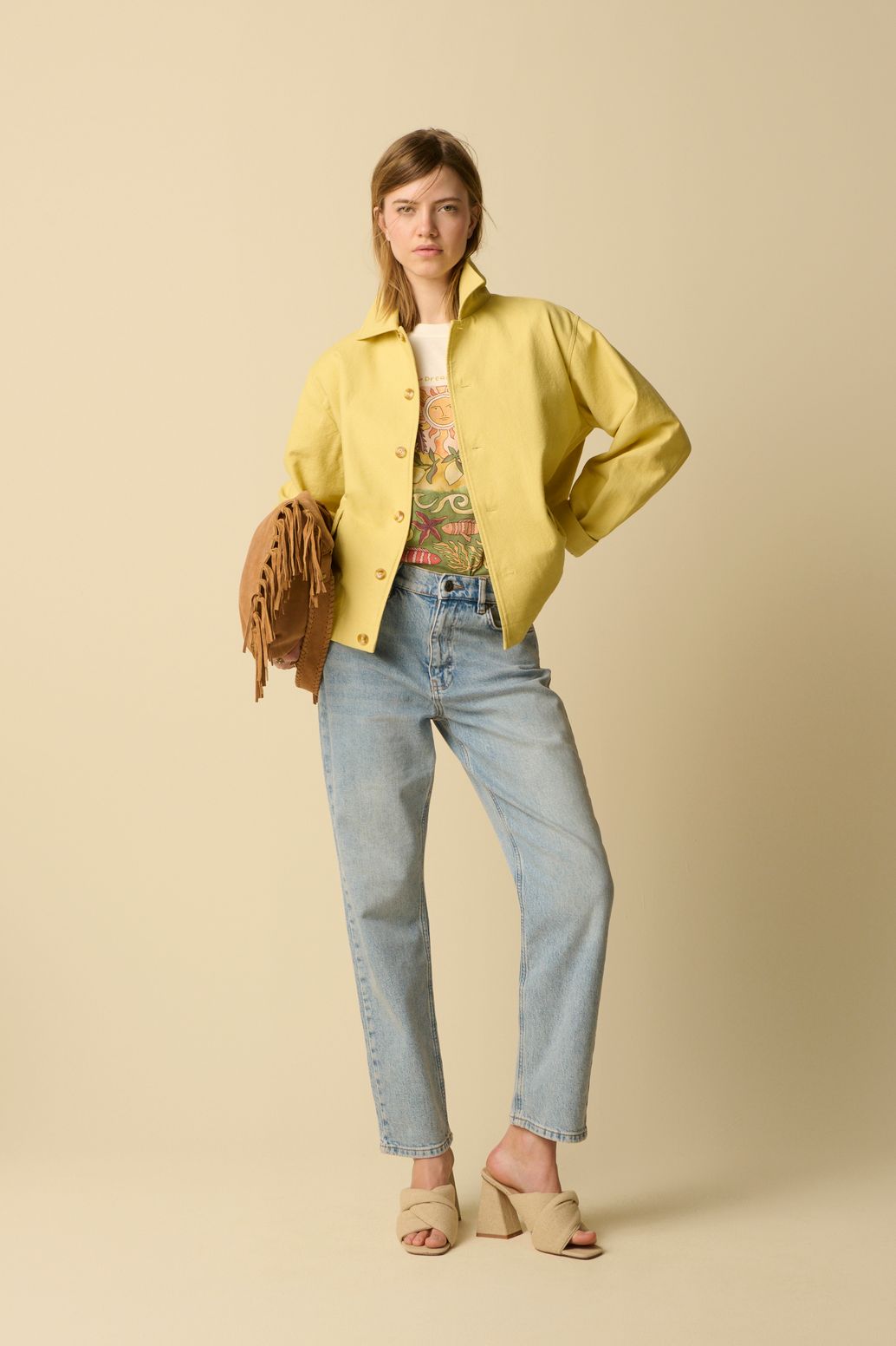 Wit T-shirt met palm print