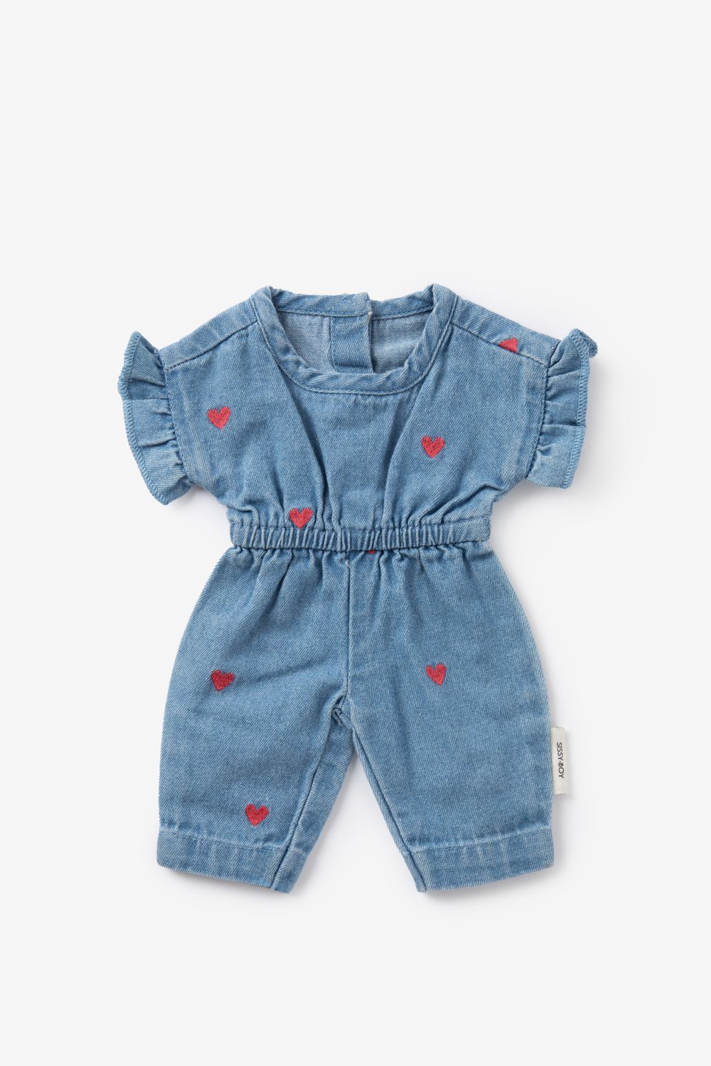 Puppenkleidung Jumpsuit mit Herzmuster - blau